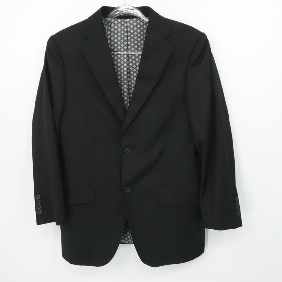 J Hilburn Blazer Mens 39S Black‎ Wool Classic 2 Button Lined Business Office